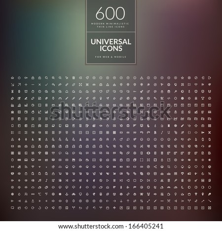 Set of 600 universal modern thin line icons for web and mobile Royalty-Free Stock Photo #166405241