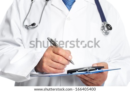Hands of medical doctor. Healthcare isolated white background