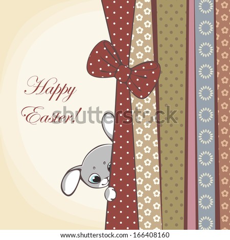 happy easter card  with rabbits. vector illustration.