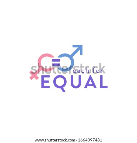 Each for Equal logotype and typography design for celebrating International Woman day at march 8th. vector illustration. Royalty-Free Stock Photo #1664097481