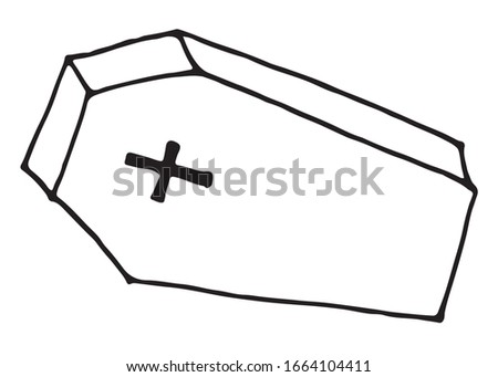 Doodle coffin or chest on white background vector hand drawn illustration