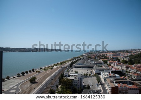 Aerial view of the lisbon portugal. Landscape of city Lisbon