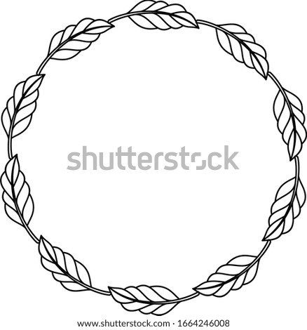 Round waves frame logo design with tiny tree leaves 