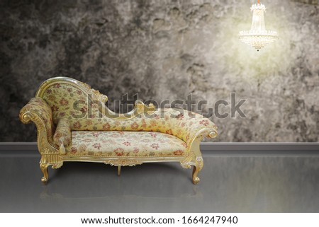 luxury Louis sofa vintage design decoration fashion classic and concrete wall