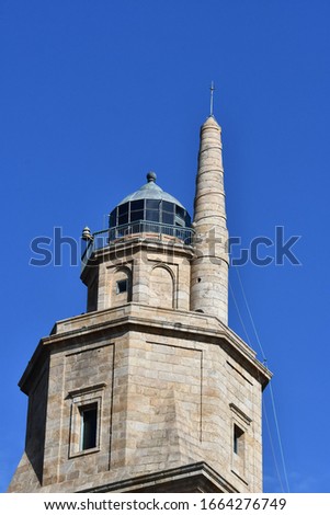 minaret of the mosque in istanbul, photo as a background , in a coruna north spain, galicia, spain, europe , tower of hercules lighthouse