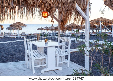 Street cafe on the Perissa beach, Greece