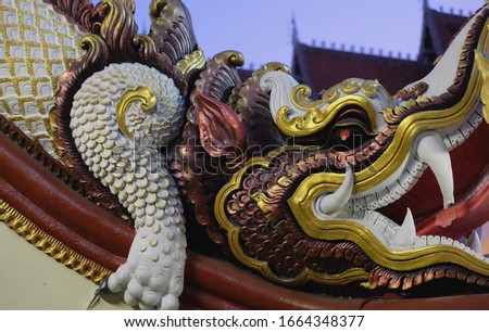 Dragon statue in the buddhist temple Chiang Mai, Thailand