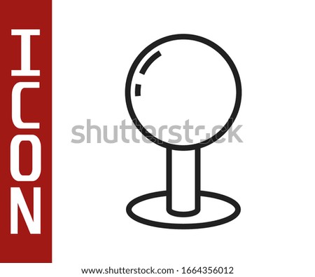 Black line Push pin icon isolated on white background. Thumbtacks sign.  Vector Illustration