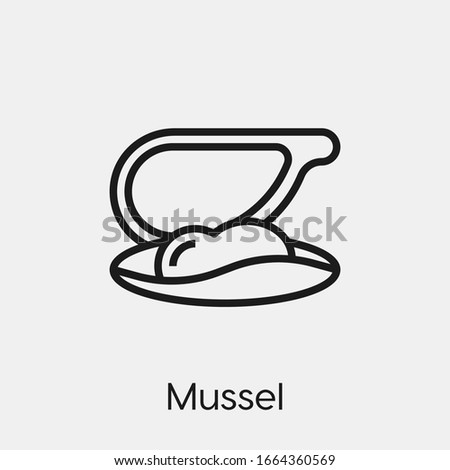 mussel icon vector. Linear style sign for mobile concept and web design. mussel symbol illustration. Pixel vector graphics - Vector.