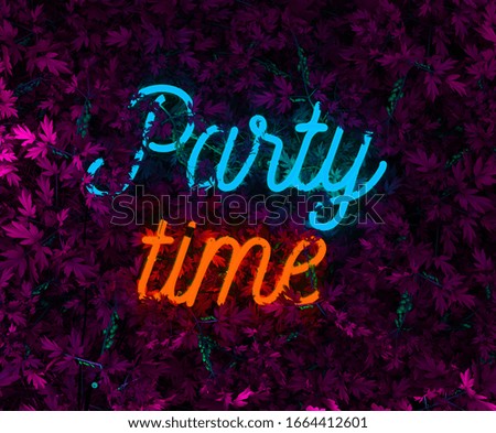 Party Time Neon Sign, Mock-Up With Free Space, 3D Rendering, 3d Illustration.
