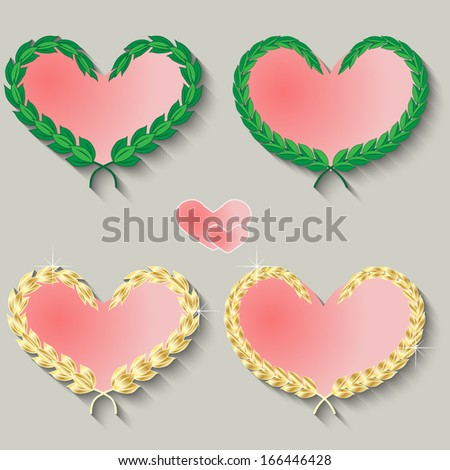 Set of cute hearts on a gray background. Vector illustration