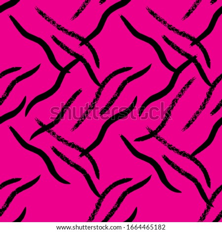 Texture brush stroke, long mess cross diagonal stripes, surface vector pattern. Pink background.