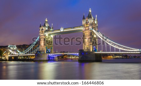 Tower Bridge with a blue sky