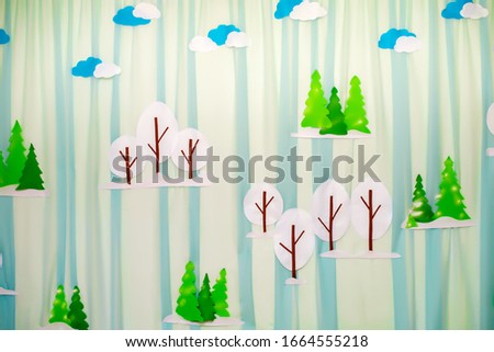 Winter decorative landscape, Christmas background. Winter and Christmas landscape for page cover or web title. Winter background.