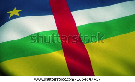 Central African Republic flag waving in the wind. National flag of Central African Republic. Sign of Central African. 3d illustration.