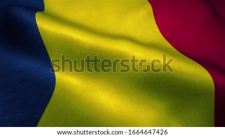 Chad flag waving in the wind. National flag of Chad. Sign of Chad. 3d illustration.