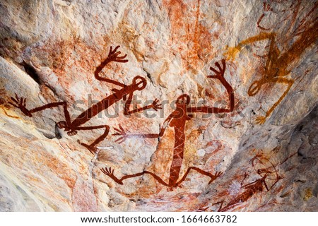 Aboriginal pictograph, Kakadu National Park, Arnhem Land, Australia Royalty-Free Stock Photo #1664663782