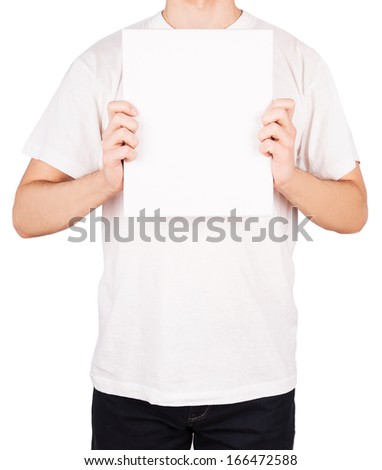 man T-shirt board isolated on white background