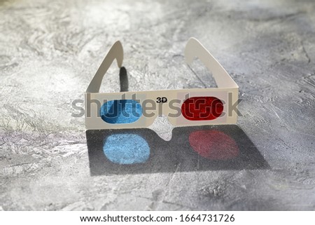 3d glasses on the gray background