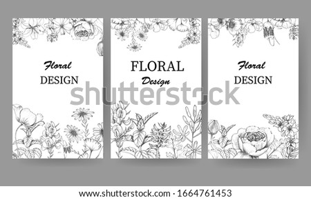 Floral template design for card and invitation with spring garden.