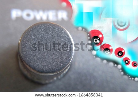 Button to increase the brightness of the image, the sound power of electronic psychedelic trance music