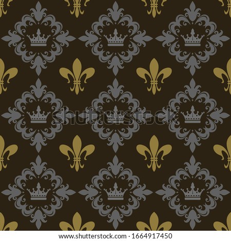 Background pattern. Dark background image in Royal style. Seamless pattern, wallpaper texture