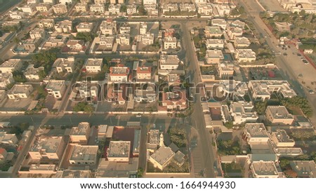 Aerial shot of residential area in Dubai, UAE