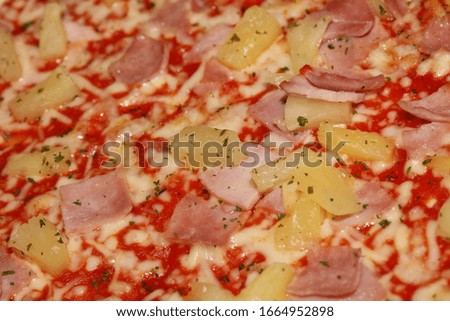 Baked hawaii pizza macro background stock photography high quality