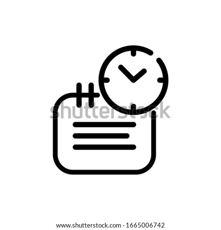 Schedule line icon. Deadline symbol with calendar and clock isolated on white. Editable stroke. Time management, office, work, education vector illustration for web, design, app, ad, social media Royalty-Free Stock Photo #1665006742