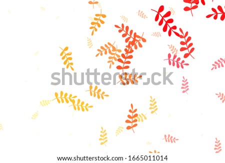 Light Red, Yellow vector doodle pattern with leaves. A vague abstract illustration with leaves in doodles style. Colorful pattern for kid's books.