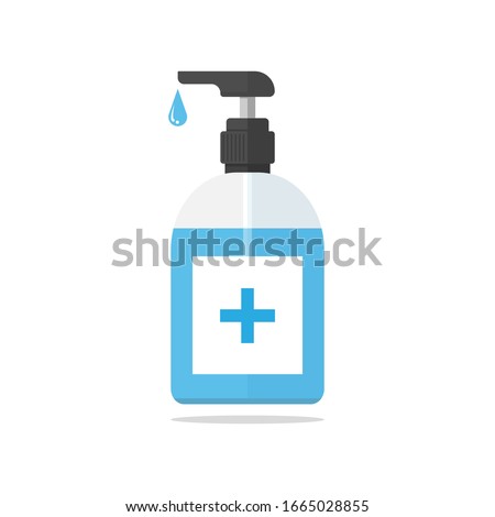 Hand sanitizer pump bottle, washing gel, alcohol gel, illustration, Vector, isolated on white background Royalty-Free Stock Photo #1665028855