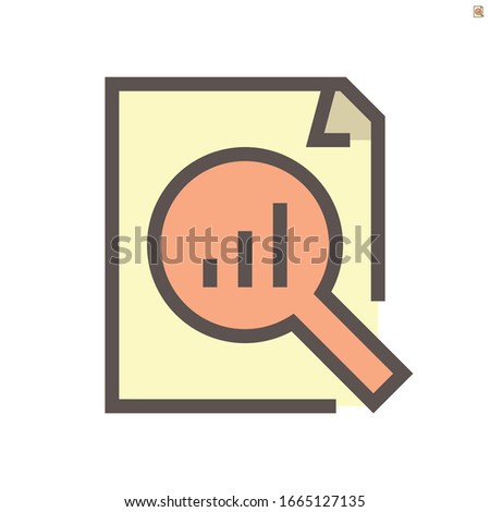 Document and business graph monitoring vector icon design, 48X48 pixel perfect and editable stroke.
