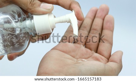 Hand sanitizer prevent virus and plague infection, prevent covid-19 virus Royalty-Free Stock Photo #1665157183
