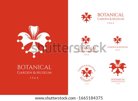 Botanical flower and heraldry cross logotype symbol with different ways of use