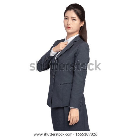 Asian business lady on white background
