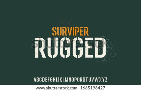 RUGGED OUTDOOR TACTICAL FONT ALPHABET VECTOR SET Royalty-Free Stock Photo #1665198427