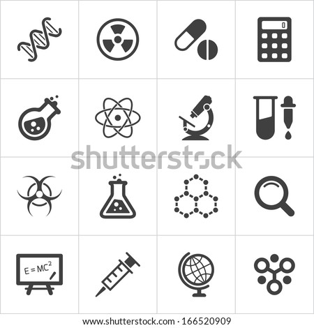 Trendy science icons on white. Vector elements Royalty-Free Stock Photo #166520909