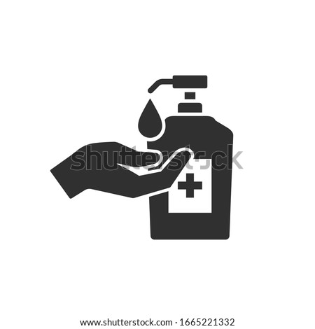 Washing hand with sanitizer liquid soap vector icon Royalty-Free Stock Photo #1665221332
