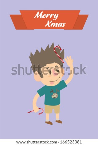 Cute Merry christmas icon \ Flat design