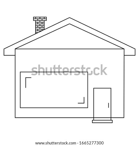 black and white flat vector icon of house isolated