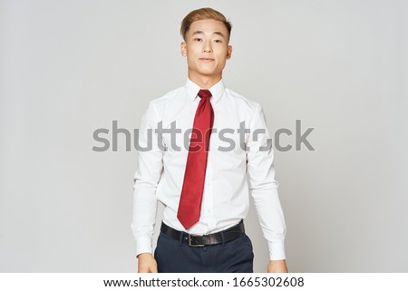 man red tie business finance portrait cropped view