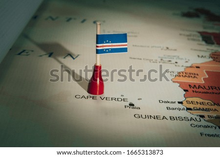 Cap Verde flag on Cap Verde map