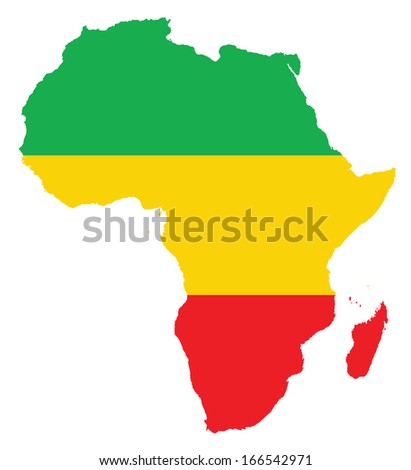 map of Africa feeling with colors from the Congo flag