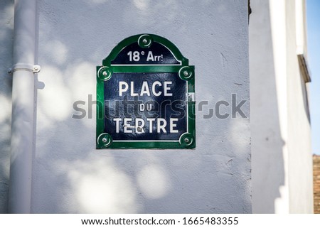 Place du Tertre street sign in Paris, France