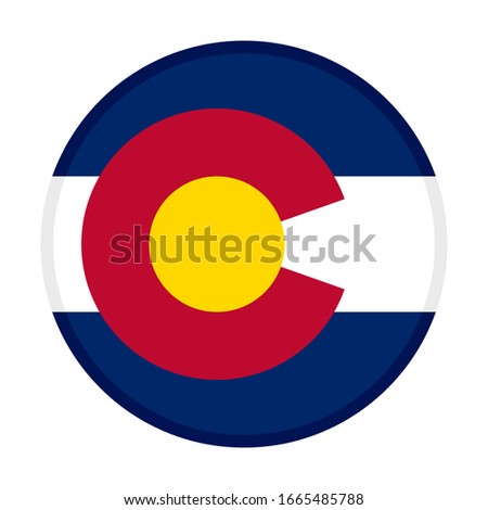 round icon, flag of colorado, isolated on white background