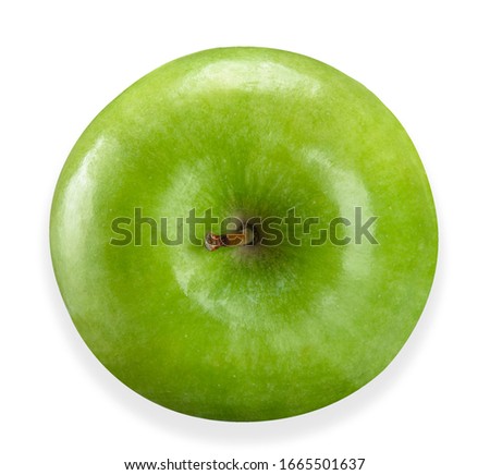 green apple isolated on white, apple clipping path top view