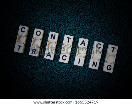 Contact Tracing, word cube with background.
