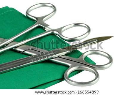 some surgical tools isolated on white background