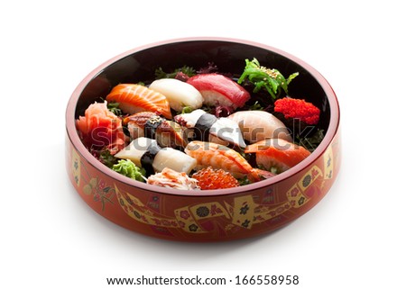 Japanese Cuisine - Sushi Set Royalty-Free Stock Photo #166558958