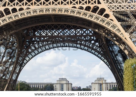 Close-up shot of Eiffel tower, Paris, France.